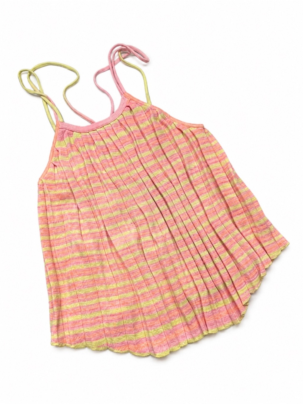 Kimchi Blue Urban Outfitter Pleated Knit Striped Cami Tank Top Pink Green Size S